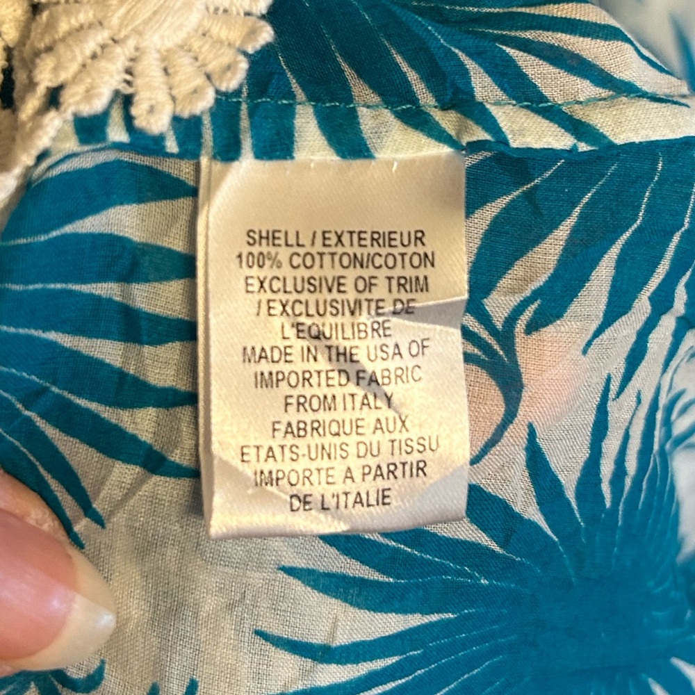 Milly Aster Print Polynesian Dress in Aqua & White Size Large - Picture 4 of 10